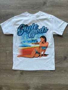 StyleGods Beach T-Shirt - White\Royal