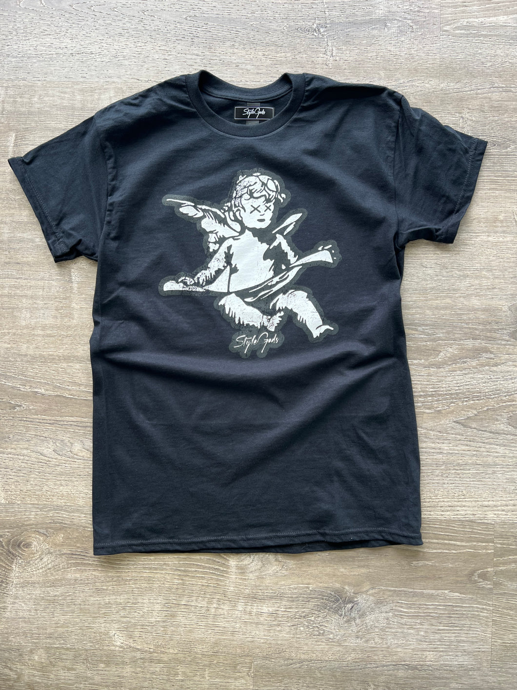 StyleGods Distressed Outline Angel - Black\White