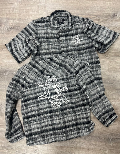 StyleGods Angel Flannel Shirt - Black\White\Grey