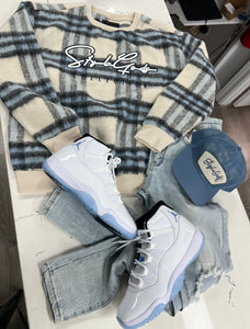 StyleGods Plaid Signature Crew - Off White\Baby Blue\Navy