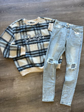 StyleGods Plaid Signature Crew - Off White\Baby Blue\Navy