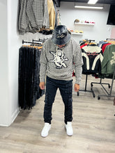 StyleGods Chenille Angel  Houndstooth Hoodie - White/Black