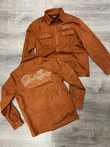 StyleGods Faux Suede Shirt - Rust\Tan