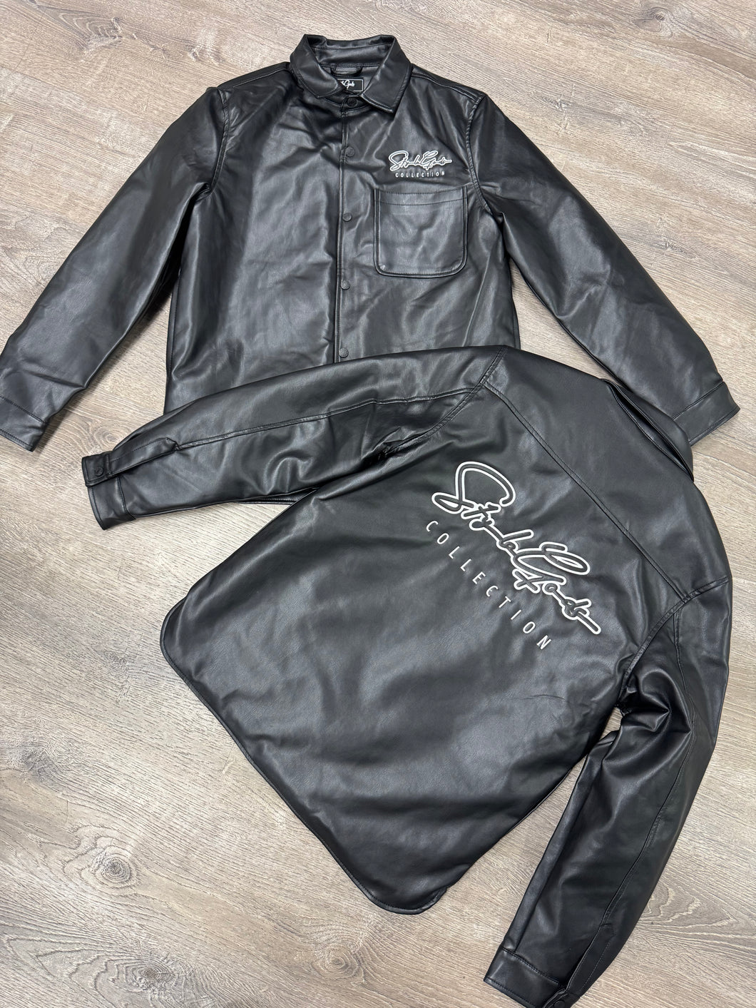 StyleGods Leather Shirt - Black/White