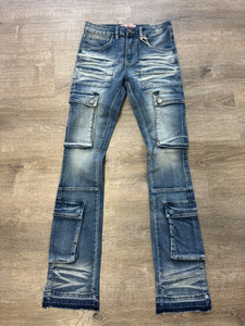 Bleeker and Mercer- Denim Cargo STACKED FIT D450- Indigo