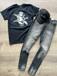 StyleGods Distressed Outline Angel - Black\White